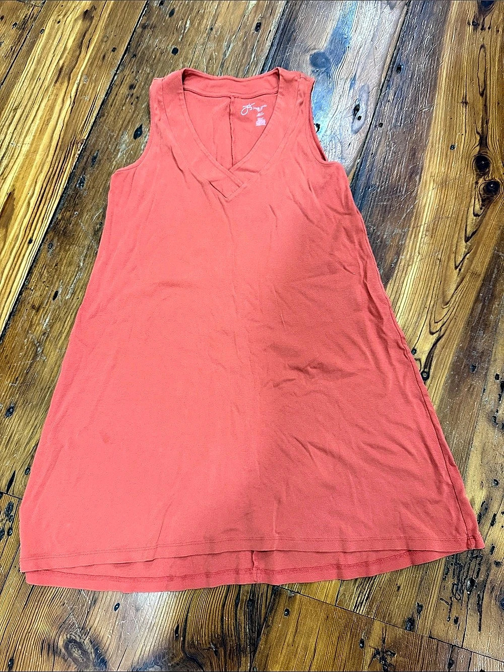 Joan Vass Cotton V-Neck Tank Top in Pink Size Medium